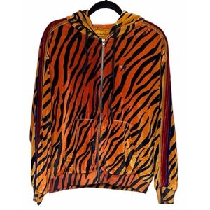 Aviator Nation Classic Velvet Relaxed Zip Hoodie Tiger Print Size Large